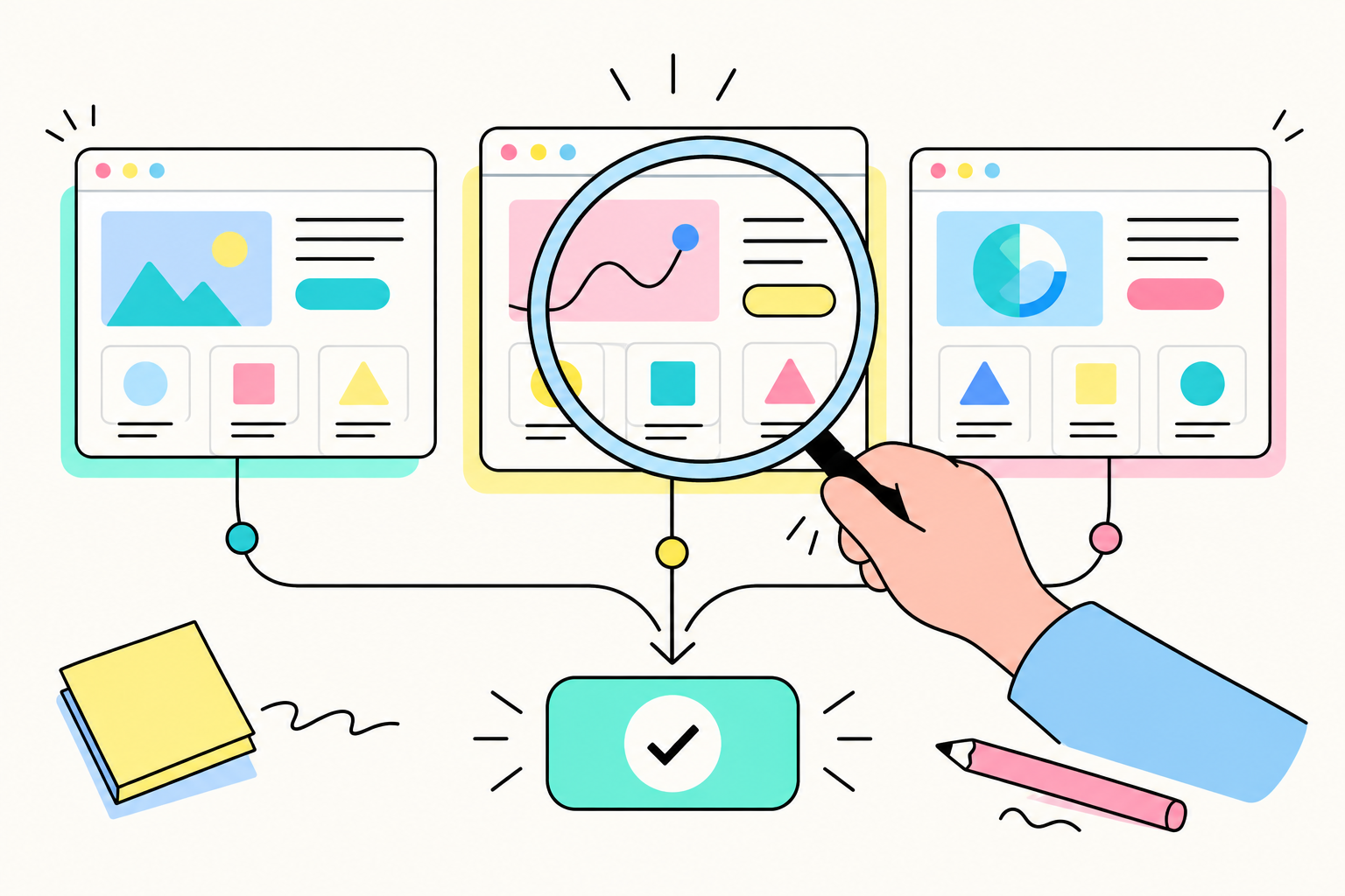 Illustration comparing digital product designs
